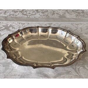 Vintage Silver Plate Chippendale Small Tray Trinket Dish